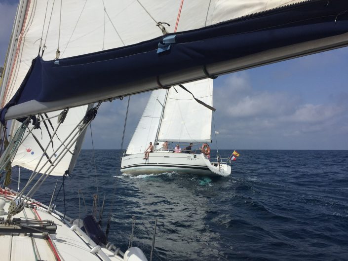Overtaking in a sailboat